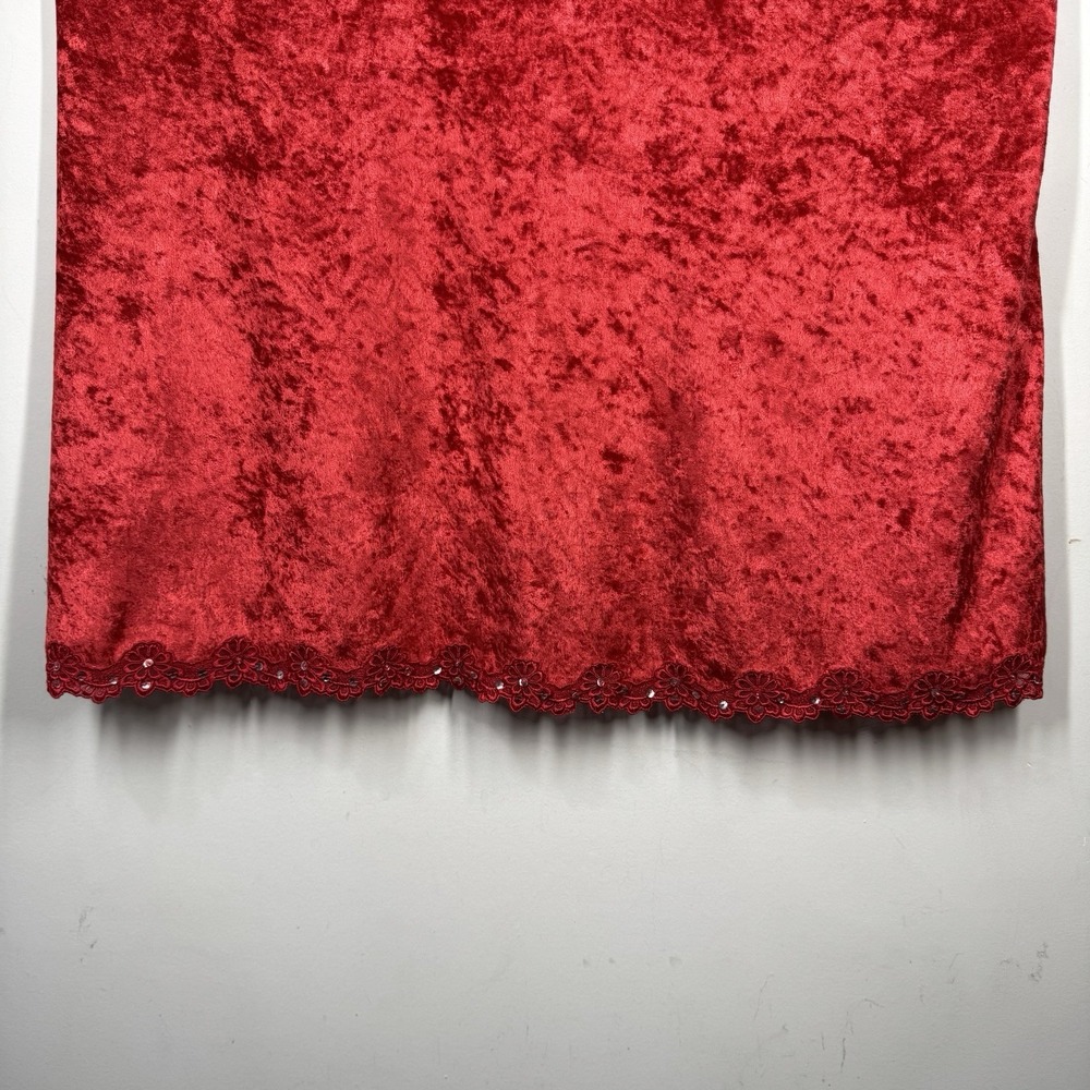 Cacique Babydoll Camisole Tank Red Velvet Velour Lacey Lingerie Goth Size 22/24 - Picture 2 of 7